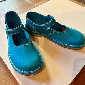 Blue Leather Mary Janes